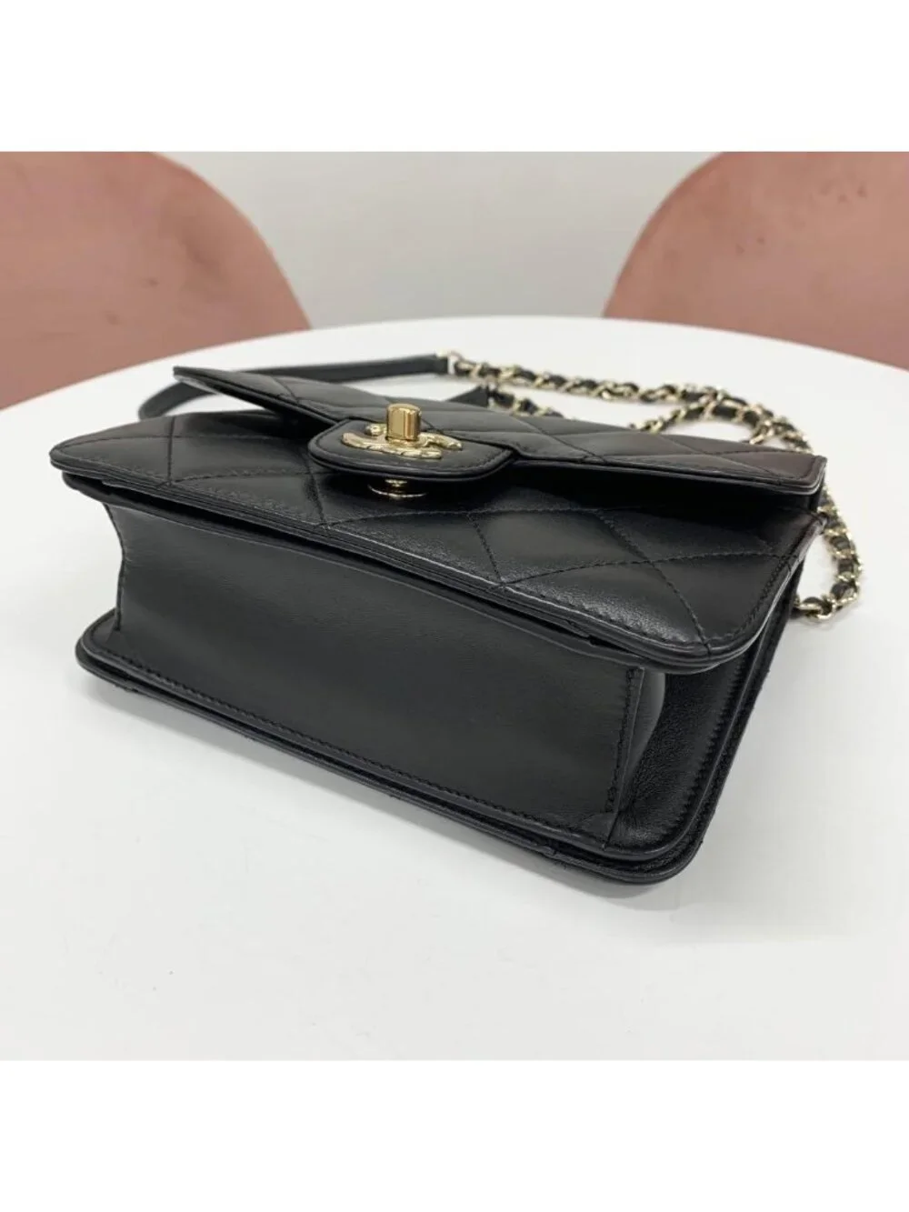 Chanel Top Handle CC Logo Quilted Lambskin